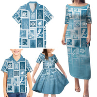 Hawaii Christmas Retro Patchwork Family Matching Puletasi Dress and Hawaiian Shirt Aquamarine LT7 - Polynesian Pride