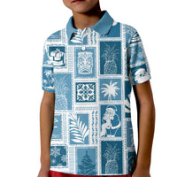 Hawaii Christmas Retro Patchwork Kid Polo Shirt Aquamarine LT7 Kid Aquamarine - Polynesian Pride