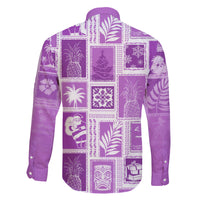 Hawaii Christmas Retro Patchwork Family Matching Mermaid Dress and Hawaiian Shirt Violet LT7 - Polynesian Pride