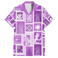 Hawaii Christmas Retro Patchwork Family Matching Puletasi Dress and Hawaiian Shirt Violet LT7 Dad's Shirt - Short Sleeve Violet - Polynesian Pride