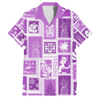 Hawaii Christmas Retro Patchwork Family Matching Tank Maxi Dress and Hawaiian Shirt Violet LT7 Dad's Shirt - Short Sleeve Violet - Polynesian Pride