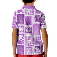 Hawaii Christmas Retro Patchwork Kid Polo Shirt Violet LT7 - Polynesian Pride