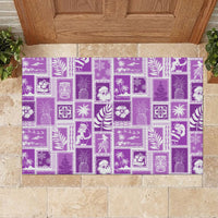 Hawaii Christmas Retro Patchwork Rubber Doormat Violet LT7 - Polynesian Pride