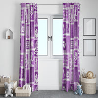 Hawaii Christmas Retro Patchwork Window Curtain Violet LT7 - Polynesian Pride