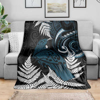 New Zealand Tui Bird Blanket Maori Kowhaiwhai