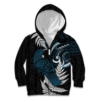 New Zealand Tui Bird Kid Hoodie Maori Kowhaiwhai