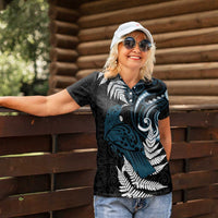 New Zealand Tui Bird Women Polo Shirt Maori Kowhaiwhai