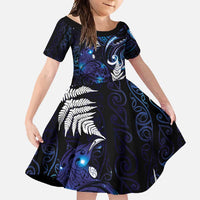 New Zealand Maori Matariki Family Matching Tank Maxi Dress and Hawaiian Shirt Tui Bird Galaxy