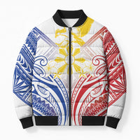 Philippines Tribal Sun Personalized Bomber Puffer Jacket Hunting Eagle