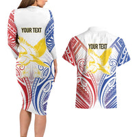 Philippines Tribal Sun Personalized Couples Matching Long Sleeve Bodycon Dress and Hawaiian Shirt Hunting Eagle LT7 - Polynesian Pride