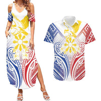 Philippines Tribal Sun Personalized Couples Matching Summer Maxi Dress and Hawaiian Shirt Hunting Eagle