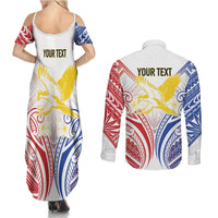 Philippines Tribal Sun Personalized Couples Matching Summer Maxi Dress and Long Sleeve Button Shirt Hunting Eagle LT7 - Polynesian Pride