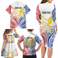 Philippines Tribal Sun Personalized Family Matching Long Sleeve Bodycon Dress and Hawaiian Shirt Hunting Eagle