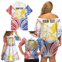 Philippines Tribal Sun Personalized Family Matching Off Shoulder Short Dress and Hawaiian Shirt Hunting Eagle