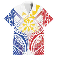 Philippines Tribal Sun Personalized Family Matching Puletasi and Hawaiian Shirt Hunting Eagle LT7 Dad's Shirt - Short Sleeve White - Polynesian Pride
