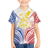 Philippines Tribal Sun Personalized Family Matching Puletasi and Hawaiian Shirt Hunting Eagle LT7 Son's Shirt White - Polynesian Pride