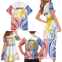 Philippines Tribal Sun Personalized Family Matching Short Sleeve Bodycon Dress and Hawaiian Shirt Hunting Eagle