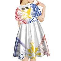 Philippines Tribal Sun Personalized Kid Short Sleeve Dress Hunting Eagle
