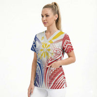 Philippines Tribal Sun Personalized Scrub Top Hunting Eagle