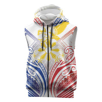 Philippines Tribal Sun Personalized Sleeveless Zip Hoodie Hunting Eagle