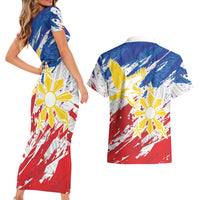 Personalized Filipino Sun and Stars Couples Matching Short Sleeve Bodycon Dress and Hawaiian Shirt Grunge Vibes