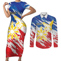 Personalized Filipino Sun and Stars Couples Matching Short Sleeve Bodycon Dress and Long Sleeve Button Shirt Grunge Vibes