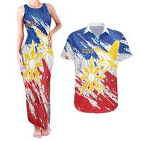 Personalized Filipino Sun and Stars Couples Matching Tank Maxi Dress and Hawaiian Shirt Grunge Vibes