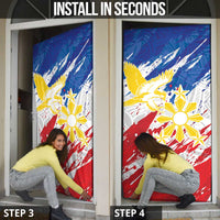 Filipino Sun and Stars Door Cover Grunge Vibes LT7 - Polynesian Pride