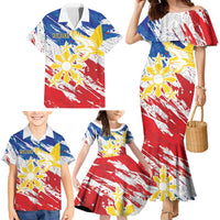 Personalized Filipino Sun and Stars Family Matching Mermaid Dress and Hawaiian Shirt Grunge Vibes