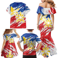 Personalized Filipino Sun and Stars Family Matching Mermaid Dress and Hawaiian Shirt Grunge Vibes