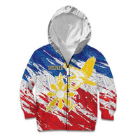 Personalized Filipino Sun and Stars Kid Hoodie Grunge Vibes LT7 Zip Hoodie White - Polynesian Pride