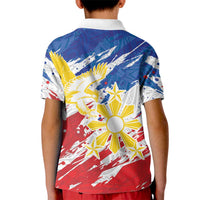 Personalized Filipino Sun and Stars Kid Polo Shirt Grunge Vibes LT7 - Polynesian Pride
