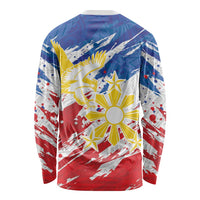 Personalized Filipino Sun and Stars Long Sleeve Shirt Grunge Vibes LT7 - Polynesian Pride