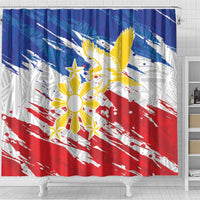 Filipino Sun and Stars Shower Curtain Grunge Vibes