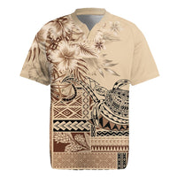 Vaiaso o le Gagana Samoa Rugby Jersey Siapo Motif Beige LT7 Beige - Polynesian Pride