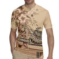 Vaiaso o le Gagana Samoa Rugby Jersey Siapo Motif Beige LT7 - Polynesian Pride