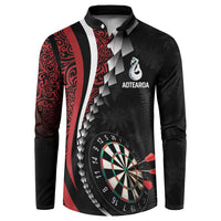 Personalized New Zealand Darts Button Sweatshirt Kowhaiwhai Whero Koiri - Manaia