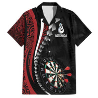 Personalized New Zealand Darts Family Matching Long Sleeve Bodycon Dress and Hawaiian Shirt Kowhaiwhai Whero Koiri - Manaia