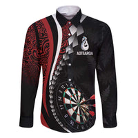 Personalized New Zealand Darts Family Matching Off The Shoulder Long Sleeve Dress and Hawaiian Shirt Kowhaiwhai Whero Koiri - Manaia