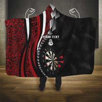 Personalized New Zealand Darts Hooded Blanket Kowhaiwhai Whero Koiri - Manaia