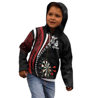 Personalized New Zealand Darts Kid Hoodie Kowhaiwhai Whero Koiri - Manaia