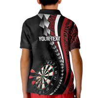 Personalized New Zealand Darts Kid Polo Shirt Kowhaiwhai Whero Koiri - Manaia