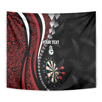 Personalized New Zealand Darts Tapestry Kowhaiwhai Whero Koiri - Manaia
