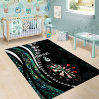 Personalized New Zealand Darts Area Rug Paua Shell Koiri - Manaia