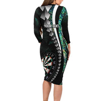 Personalized New Zealand Darts Long Sleeve Bodycon Dress Paua Shell Koiri - Manaia