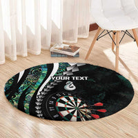 Personalized New Zealand Darts Round Carpet Paua Shell Koiri - Manaia