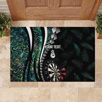 Personalized New Zealand Darts Rubber Doormat Paua Shell Koiri - Manaia LT7 Green - Polynesian Pride