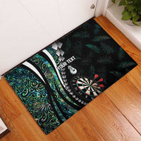 Personalized New Zealand Darts Rubber Doormat Paua Shell Koiri - Manaia LT7 - Polynesian Pride