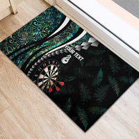Personalized New Zealand Darts Rubber Doormat Paua Shell Koiri - Manaia LT7 - Polynesian Pride