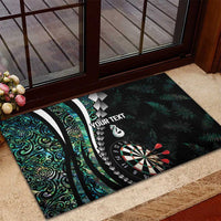 Personalized New Zealand Darts Rubber Doormat Paua Shell Koiri - Manaia LT7 - Polynesian Pride